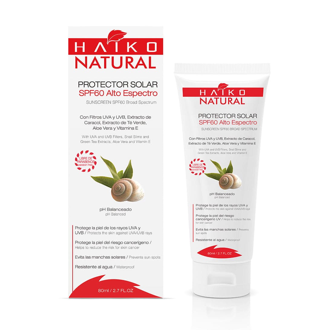 Protector Solar SPF 60 con Extracto de Caracol, Aloe Vera, Té Verde y Vitamina E